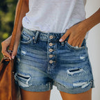 Short en jean taille haute pour femme