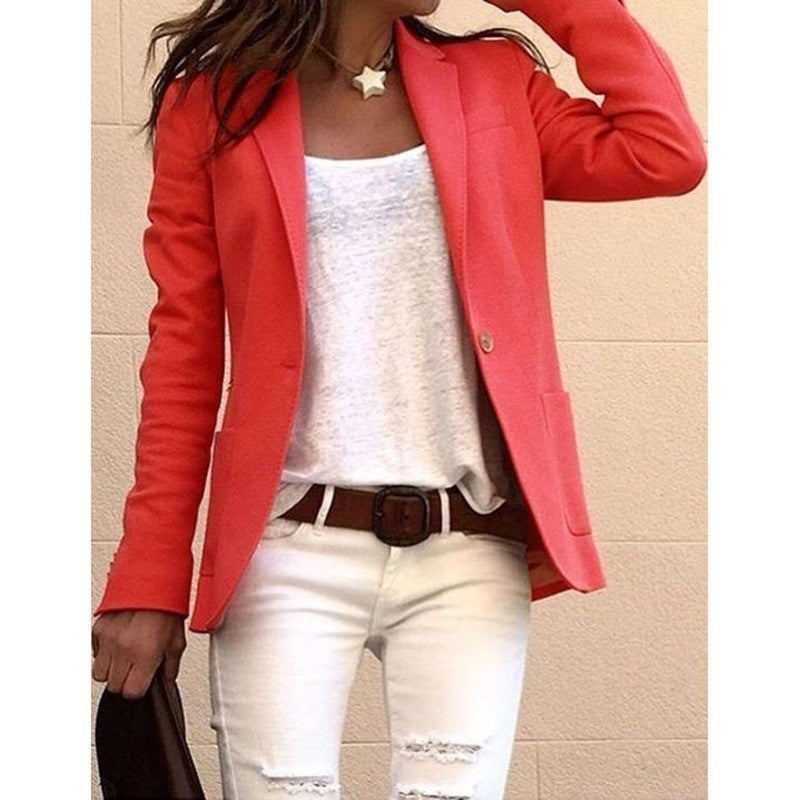 SHUJIN Fashion Chemise à manches longues de couleur bonbon, blazer fin de bureau pour femme, automne, blazer fin décontracté pour femme, vestes de costume, manteau rose