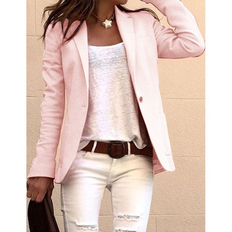 SHUJIN Fashion Chemise à manches longues de couleur bonbon, blazer fin de bureau pour femme, automne, blazer fin décontracté pour femme, vestes de costume, manteau rose