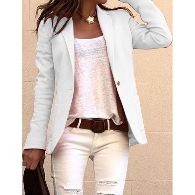 SHUJIN Fashion Chemise à manches longues de couleur bonbon, blazer fin de bureau pour femme, automne, blazer fin décontracté pour femme, vestes de costume, manteau rose Main Image