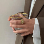Bague chaîne maillons de bracelet de montre carrés épais en strass lettre initiale A-Z brillantes pour femme Bijoux de boutique