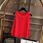 Haut sans manches en mousseline avec col en V pour femme