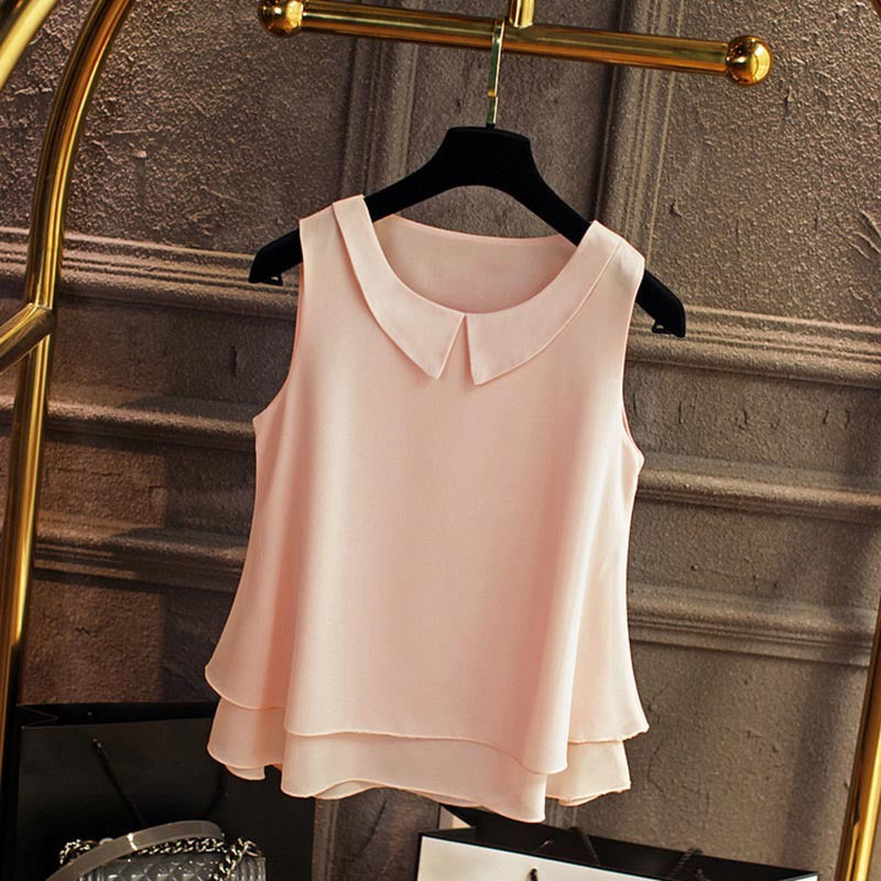 Haut sans manches en mousseline avec col en V pour femme