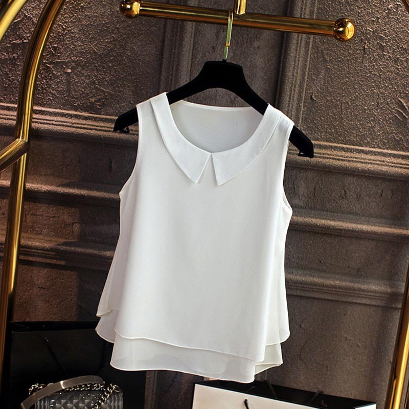 Haut sans manches en mousseline avec col en V pour femme