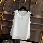 Haut sans manches en mousseline avec col en V pour femme