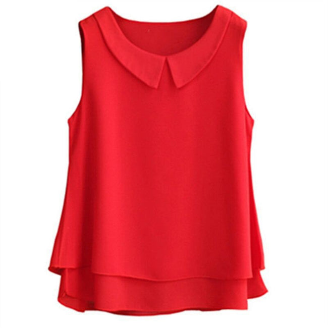 Haut sans manches en mousseline avec col en V pour femme Main Image