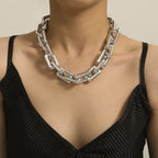 Bijoux Fantaisie Punk Personnalité Micro Collier Diamant Femme Rétro Collier Chaîne Croisée