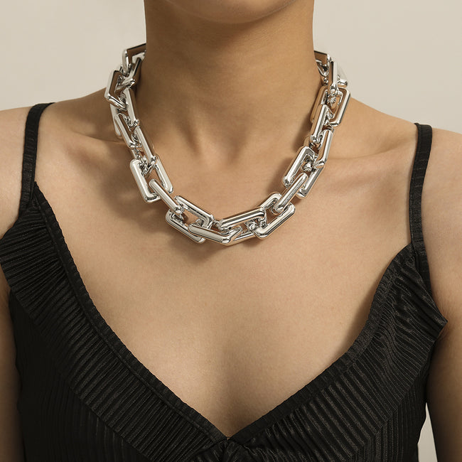 Bijoux Fantaisie Punk Personnalité Micro Collier Diamant Femme Rétro Collier Chaîne Croisée Main Image