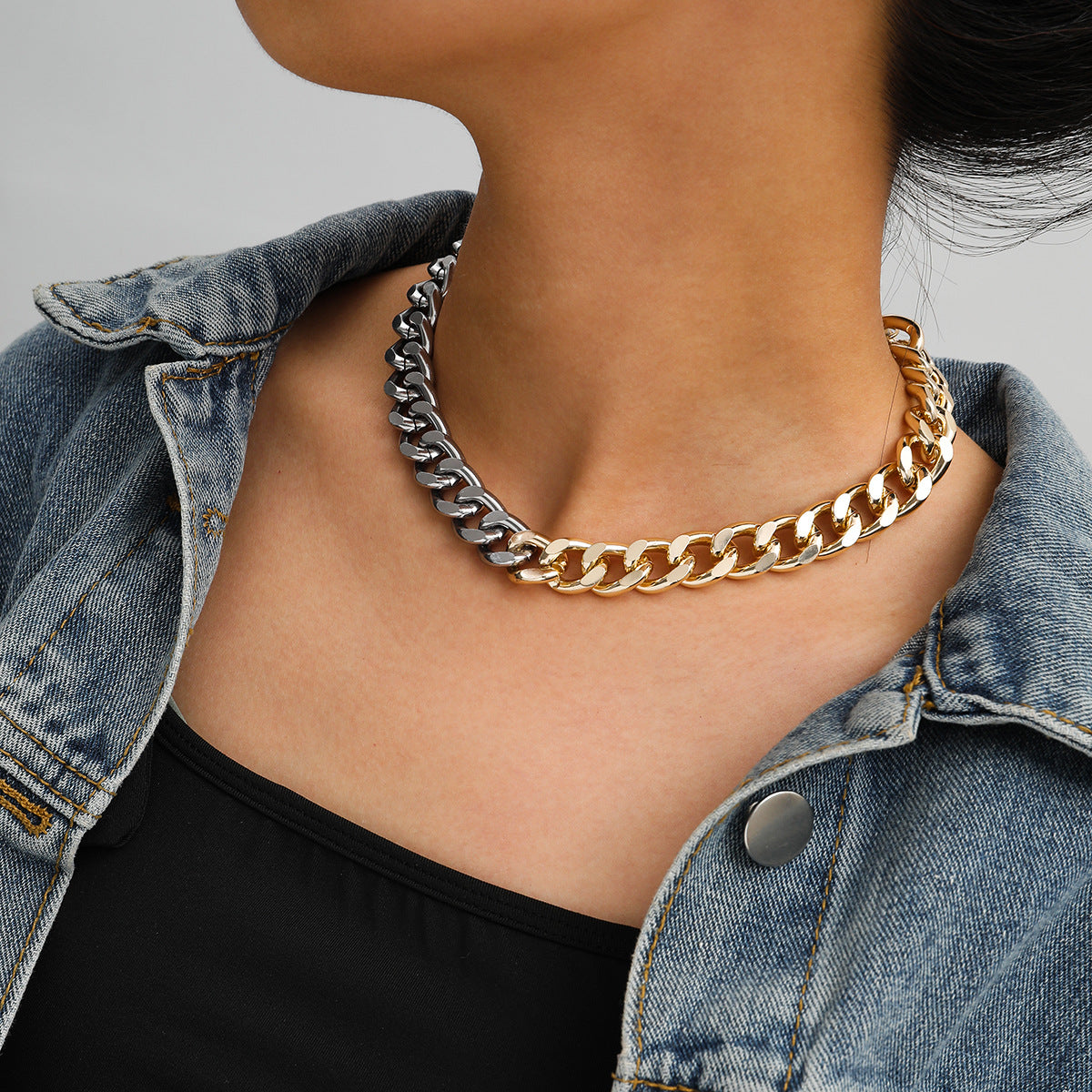 Bijoux Fantaisie Punk Personnalité Micro Collier Diamant Femme Rétro Collier Chaîne Croisée