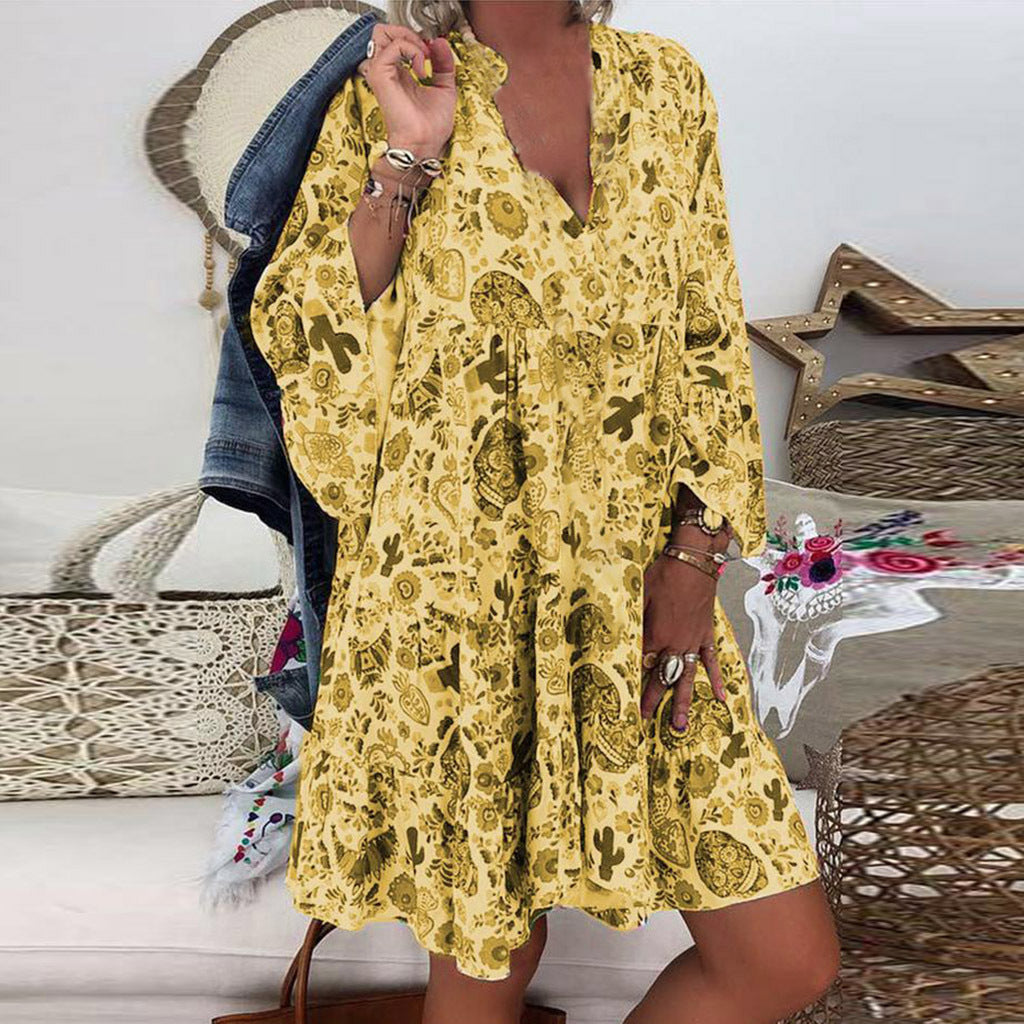 Robe à volants imprimée de style européen et américain