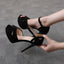 Sandales compensées à plateforme pour femmes à talons aiguilles et bout ouvert
