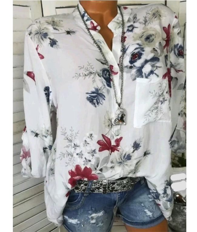 Chemisier 5XL grande taille d'été pour femmes, manches longues, imprimé, col montant, boutonné, chemise pull pour femmes, Blusa Main Image