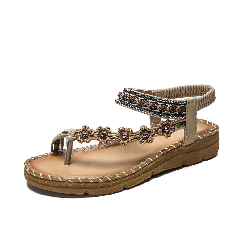 Sandales compensées bohème ethnique pour femme confortables