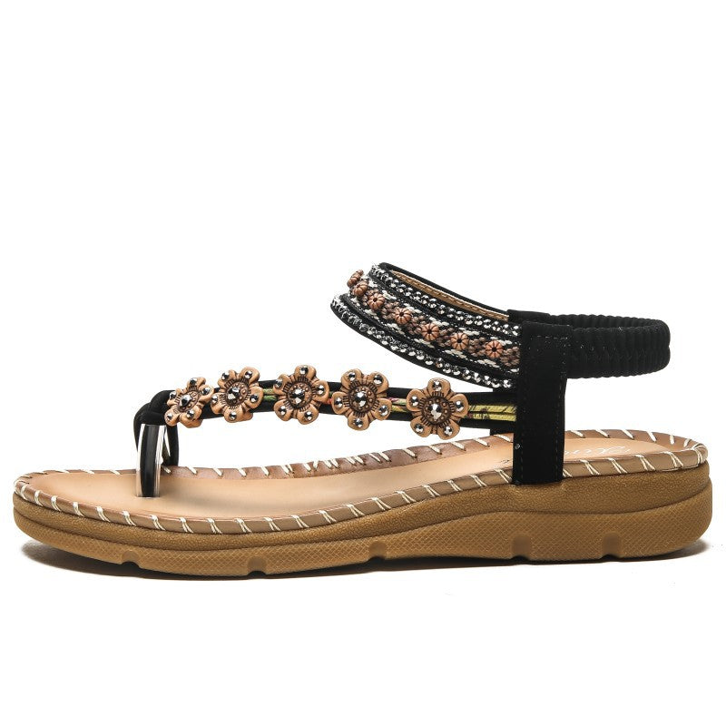 Sandales compensées bohème ethnique pour femme confortables