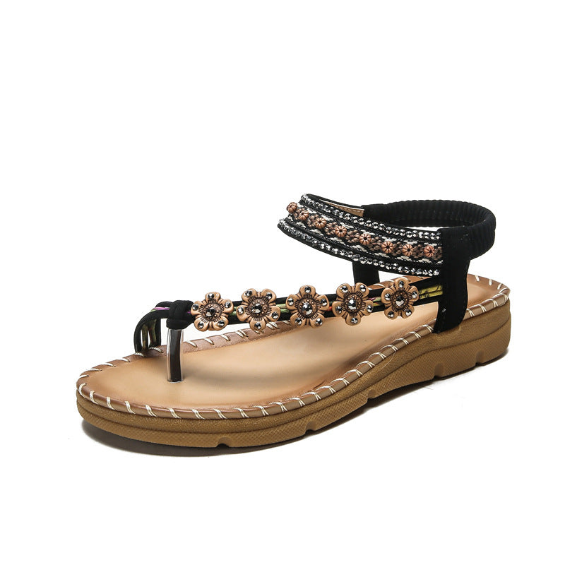 Sandales compensées bohème ethnique pour femme confortables