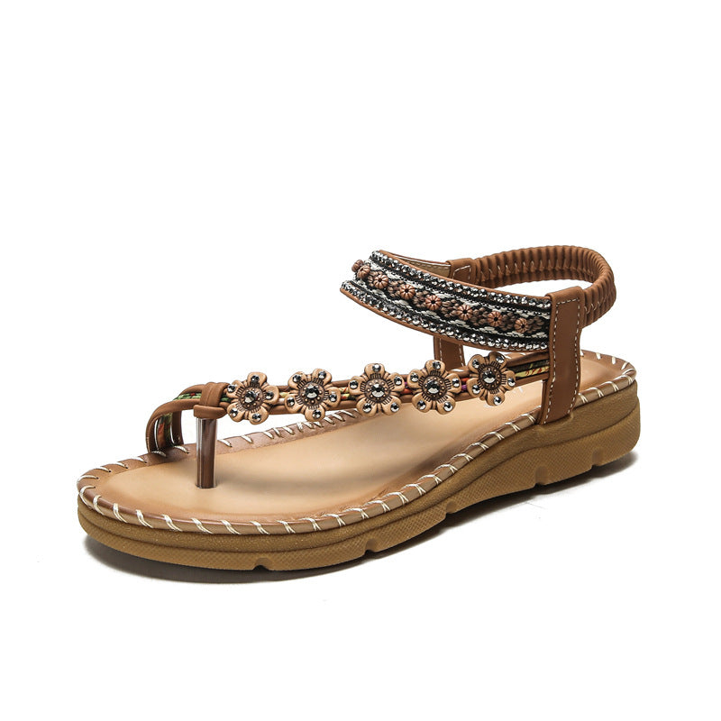 Sandales compensées bohème ethnique pour femme confortables