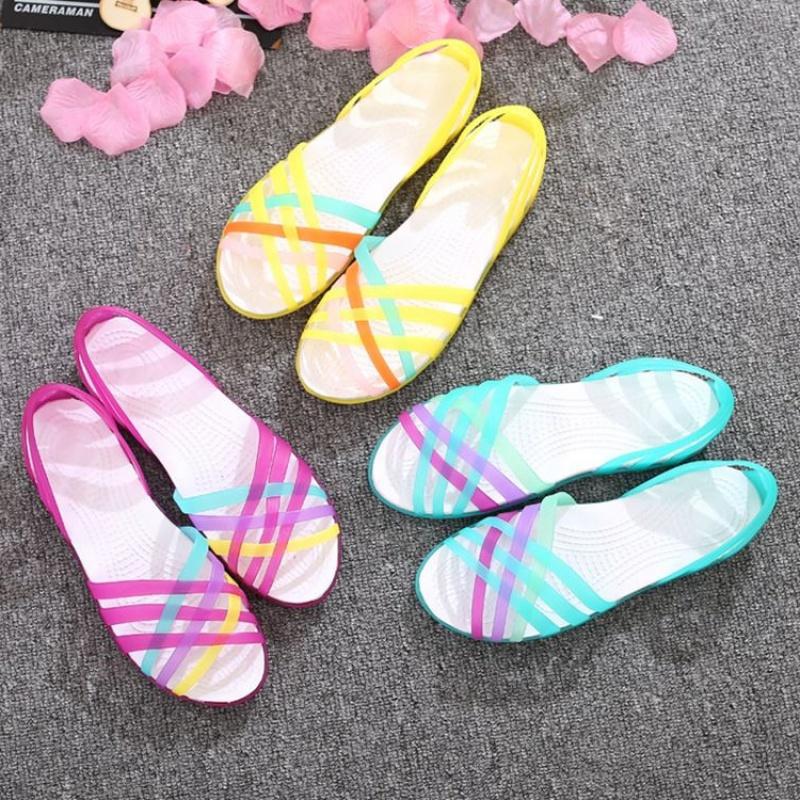 Chaussures femme, chaussures de gelée, sandales d'été, chaussures plates décontractées