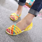 Chaussures femme, chaussures de gelée, sandales d'été, chaussures plates décontractées
