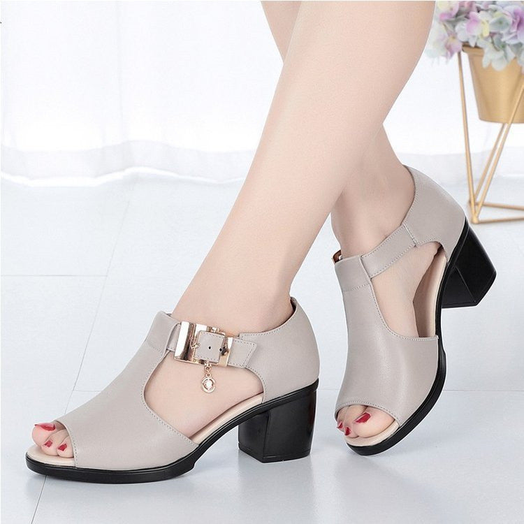 Chaussures Mère Talons Épais Boucle Sandales Femme