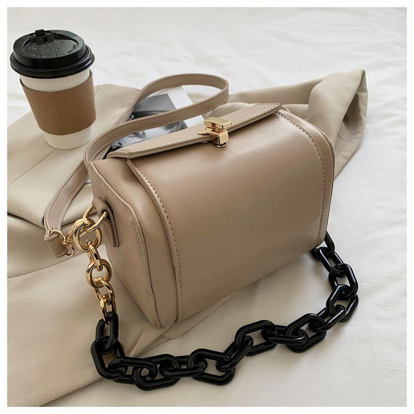 Sac à main de luxe à chaîne pour femme, couleur unie, sac cabas carré, sac à main de créateur en cuir PU de haute qualité pour femme, sac à bandoulière vintage