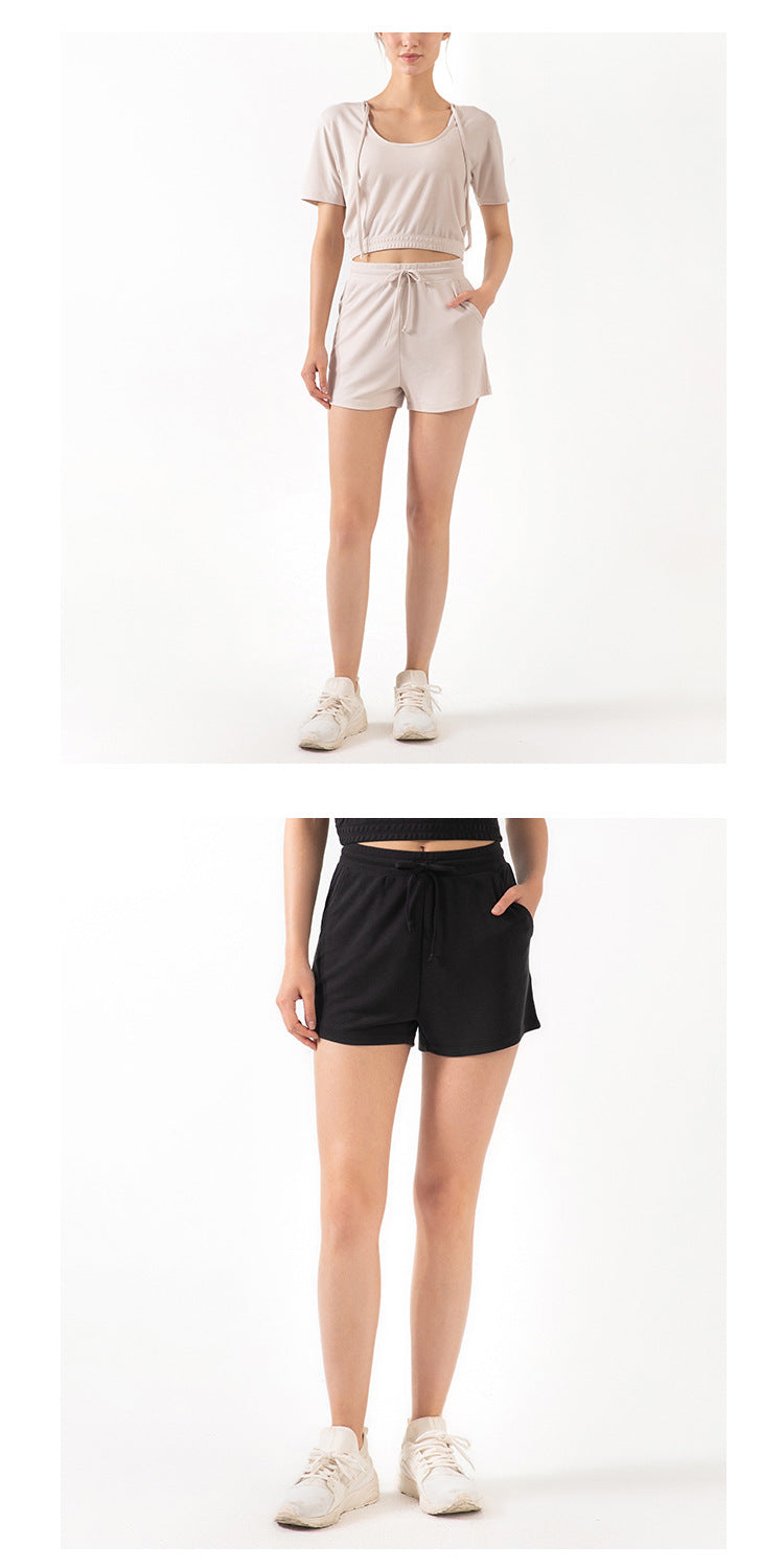 Short ample en dentelle pour femme, short de yoga décontracté, idéal pour la course, le sport et le fitness.