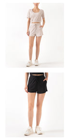 Short ample en dentelle pour femme, short de yoga décontracté, idéal pour la course, le sport et le fitness.