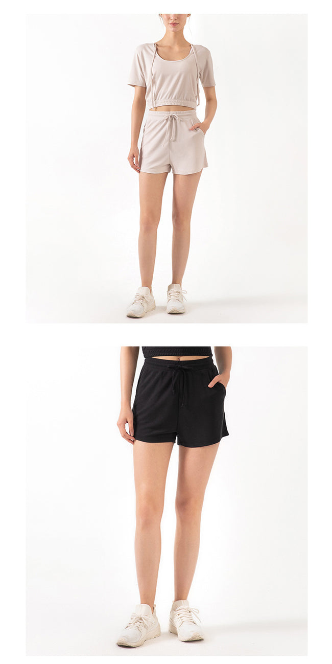 Short ample en dentelle pour femme, short de yoga décontracté, idéal pour la course, le sport et le fitness. Main Image