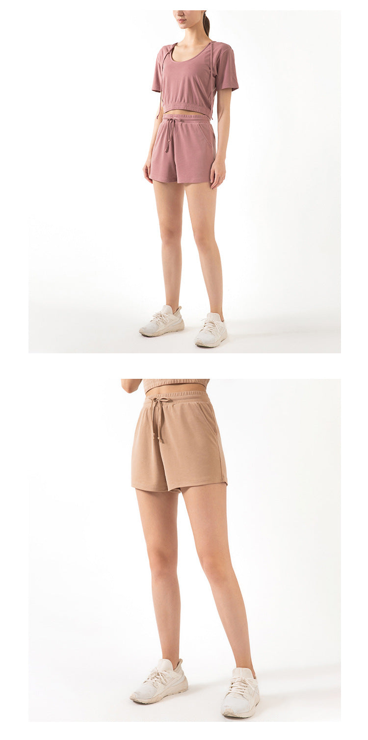 Short ample en dentelle pour femme, short de yoga décontracté, idéal pour la course, le sport et le fitness.