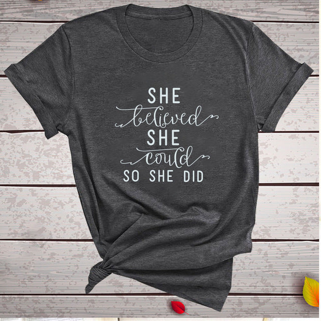 Letter Print Women's T Shirt Could Loose Funny T-Shirt Short Sleeve Aesthetic Tees Tops Clothes