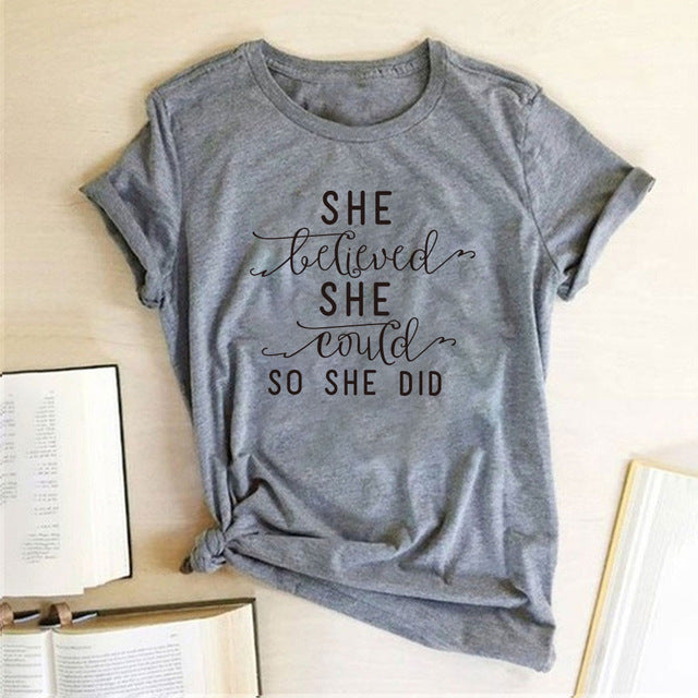 Letter Print Women's T Shirt Could Loose Funny T-Shirt Short Sleeve Aesthetic Tees Tops Clothes