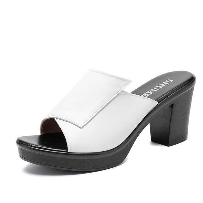 Sandales à talon épais pour femme, chaussures à talon haut épais Hover Image
