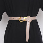 Ceinture semi-ronde rétro pour femmes, ceinture décorative pour femmes, cuir de vachette double face, couvres-taille et pantalons exquis et polyvalents