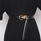 Ceinture semi-ronde rétro pour femmes, ceinture décorative pour femmes, cuir de vachette double face, couvres-taille et pantalons exquis et polyvalents