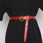 Ceinture semi-ronde rétro pour femmes, ceinture décorative pour femmes, cuir de vachette double face, couvres-taille et pantalons exquis et polyvalents