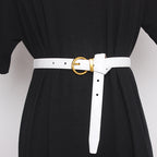 Ceinture semi-ronde rétro pour femmes, ceinture décorative pour femmes, cuir de vachette double face, couvres-taille et pantalons exquis et polyvalents
