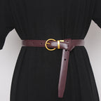 Ceinture semi-ronde rétro pour femmes, ceinture décorative pour femmes, cuir de vachette double face, couvres-taille et pantalons exquis et polyvalents