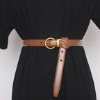 Ceinture semi-ronde rétro pour femmes, ceinture décorative pour femmes, cuir de vachette double face, couvres-taille et pantalons exquis et polyvalents