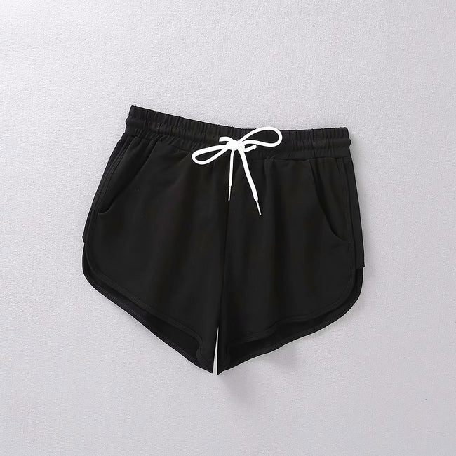 Shorts de sport décontractés pour femme, nouvelle mode d'été, couleur bonbon, cordon de serrage, taille élastique, pour la plage ou la course à pied Hover Image