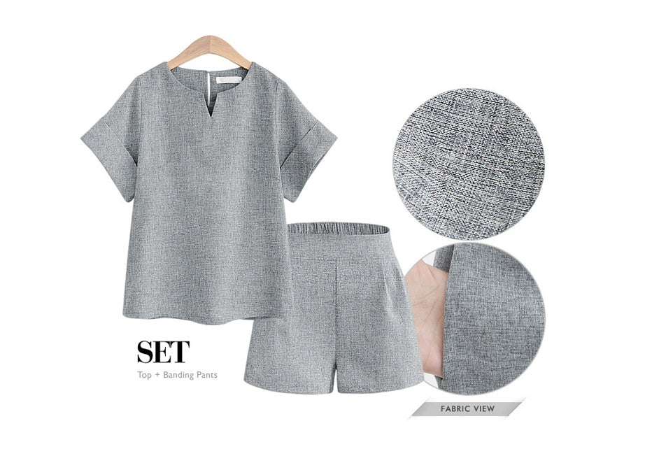 Ensemble tailleur short à manches courtes, pour femmes rondes, décontracté, pour l'été