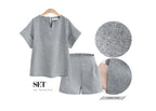 Ensemble tailleur short à manches courtes, pour femmes rondes, décontracté, pour l'été