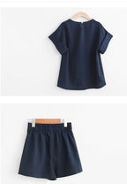 Ensemble tailleur short à manches courtes, pour femmes rondes, décontracté, pour l'été