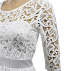 Robe de soirée de banquet en mousseline de soie à manches cinq points et dentelle pour mariage