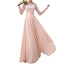 Robe de soirée de banquet en mousseline de soie à manches cinq points et dentelle pour mariage