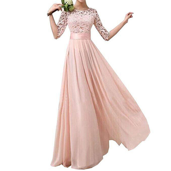 Banquet Evening Dress Five-point Sleeve Lace Chiffon Wedding Hover Image