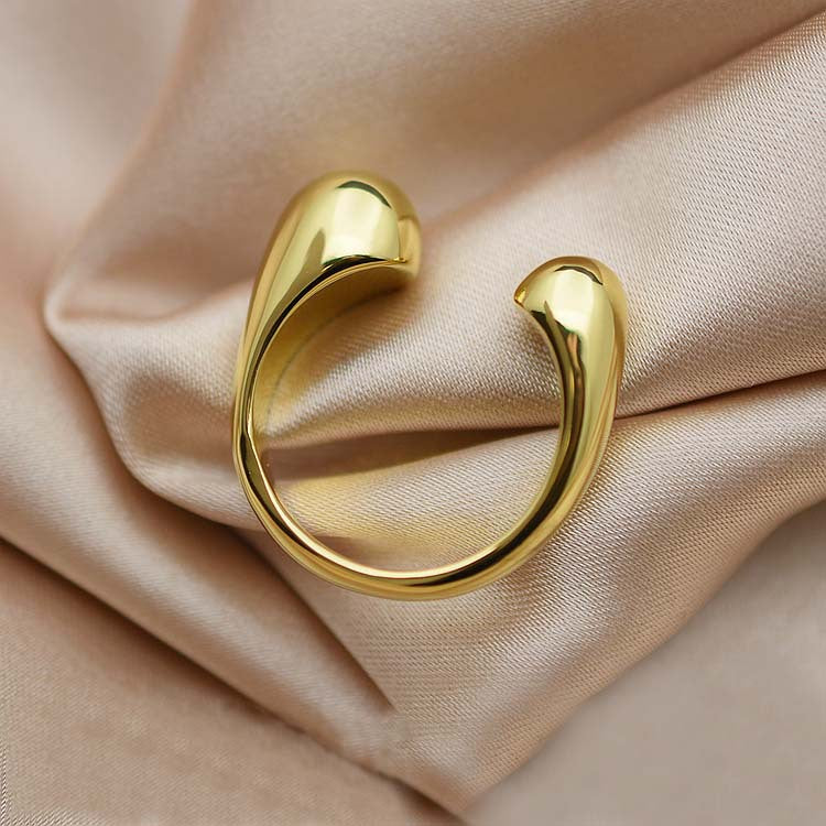 Bagues ajustables à ouverture géométrique carrée pour femmes, plaquées laiton et or.