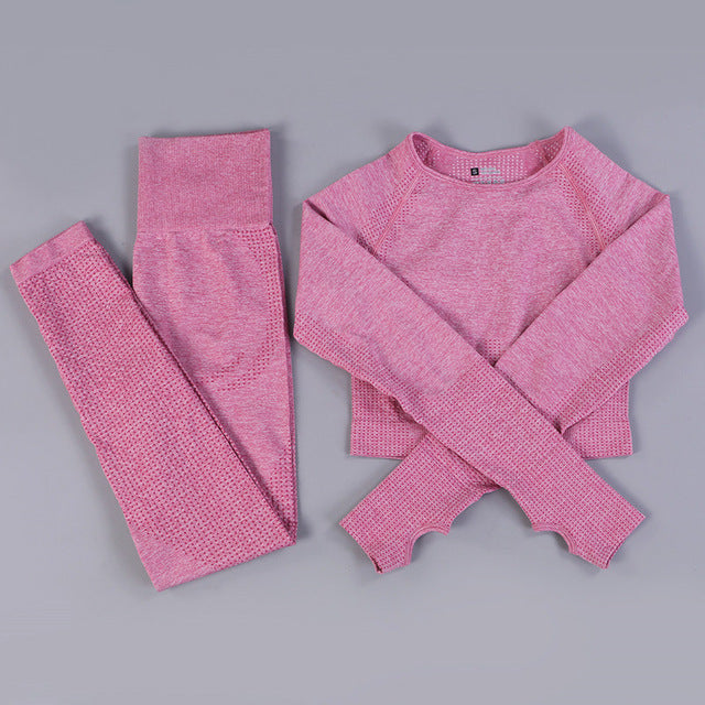 Ensemble de yoga sans coutures Vêtements de sport Tenue de gymnastique Tenue d'entraînement