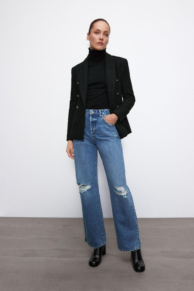 Blazer ajusté texturé automne pour femme Main Image