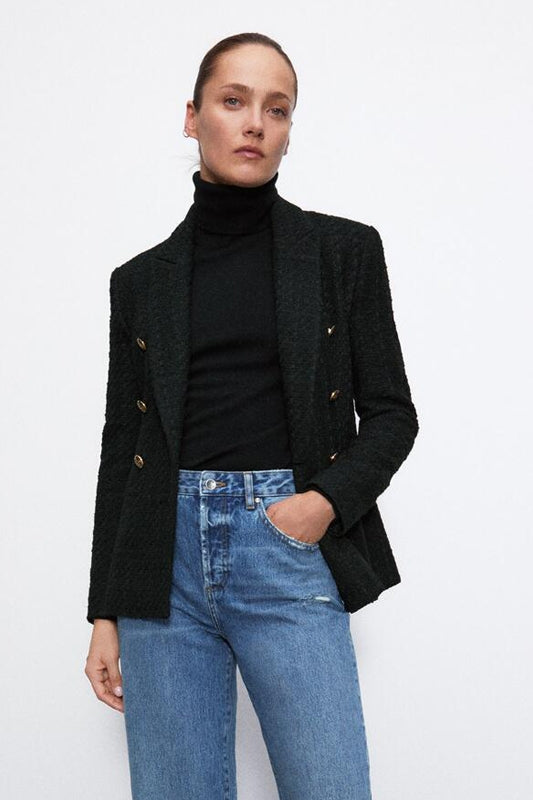 Blazer ajusté texturé automne pour femme