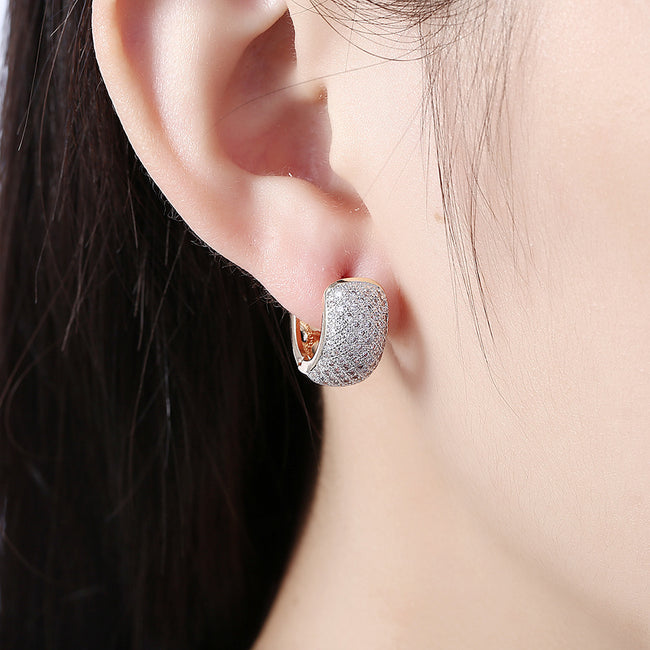 Boucles d'oreilles rondes en cristal pour femmes, créoles couleur or, boucles d'oreilles en zircone cubique CZ, bijoux vintage Main Image