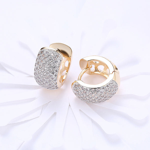Boucles d'oreilles rondes en cristal pour femmes, créoles couleur or, boucles d'oreilles en zircone cubique CZ, bijoux vintage